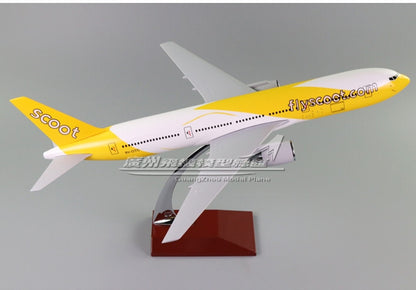 48CM Flyscoot BOEING 777 9V-OTC Passenger Airplane Resin Aircraft Plane Model