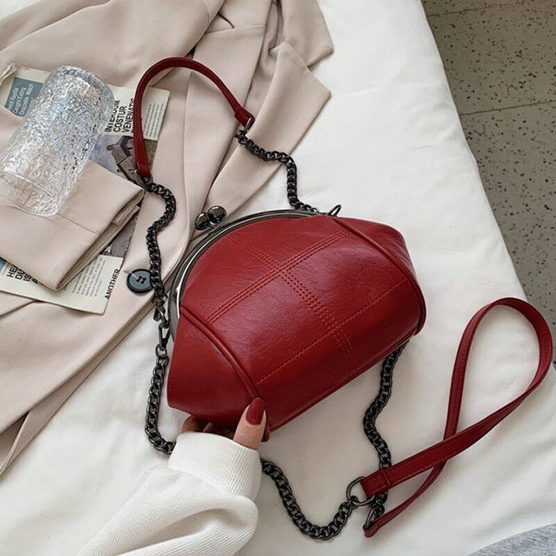 Two Straps Shell Lock Bag Bags Women Shoulder Crossbody Bags PU Women's Handbags