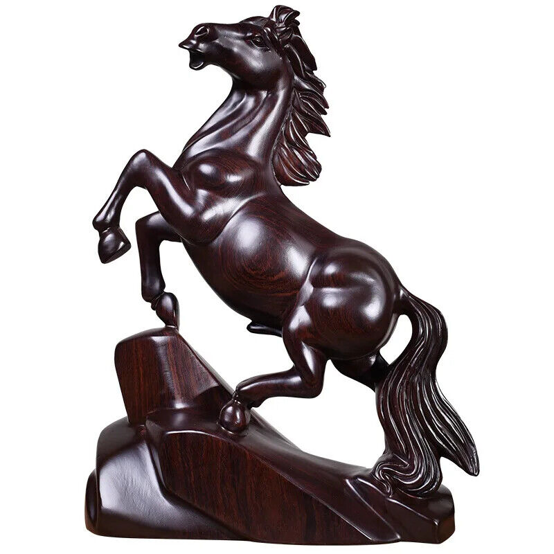 Solid wood horse statue art whole wood sculpture Home living room office statue