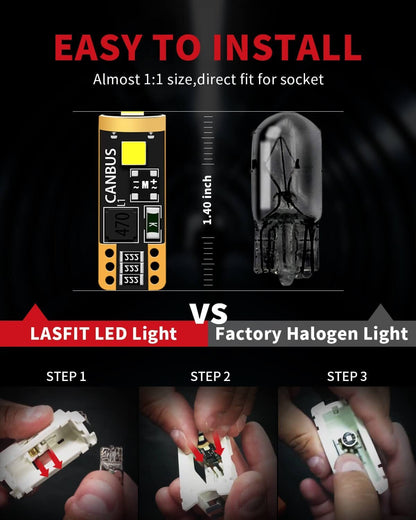 T10 LED License Plate Light Bulbs 6000K Super Bright White 168 2825 194
