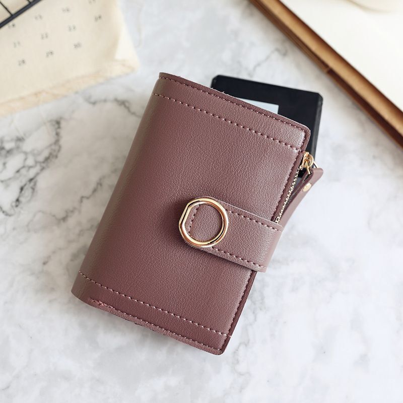 Fashion Clutch Wallet Small Zipper Pouch Card Bags Synthetic Leather Hasp Short