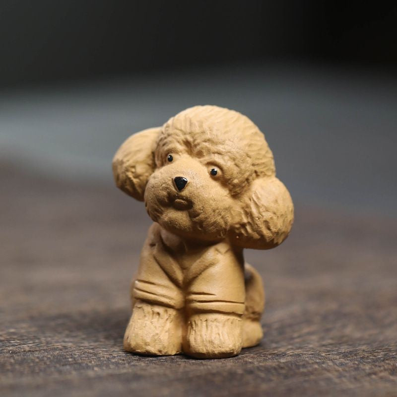 Zisha Tea Pet Teddy Dog Ornament Cute Zodiac Dog Lucky Tea Decor