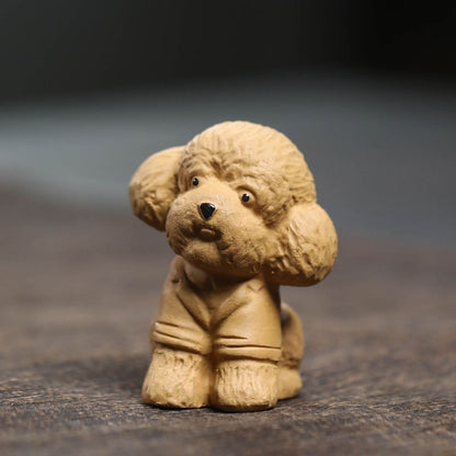 Zisha Tea Pet Teddy Dog Ornament Cute Zodiac Dog Lucky Tea Decor