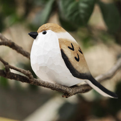 Wooden Carving, Small Fat Chirping, Sparrow Carving Bird Ornament, Birthday Gift