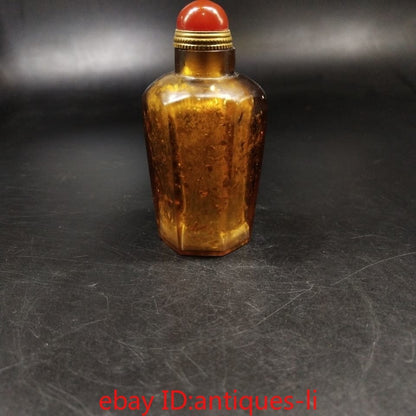Exquisite Chinese Collector Grade Glazed Gold Snuff Bottle -