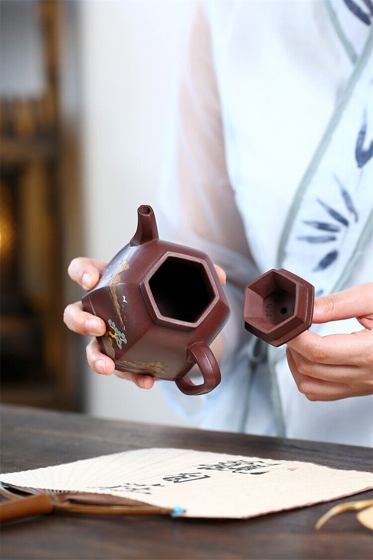 260cc Chinese Yixing Handmade Purple Sand Tea Pot Di High Definition Clay Gongdengfu Tea Pot-
