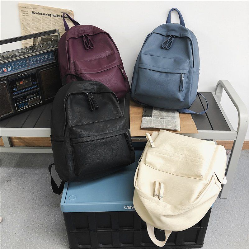 Synthetic Leather Backpack Laptop Bag Rucksack Blue/Purple School Bag 30*16*40CM