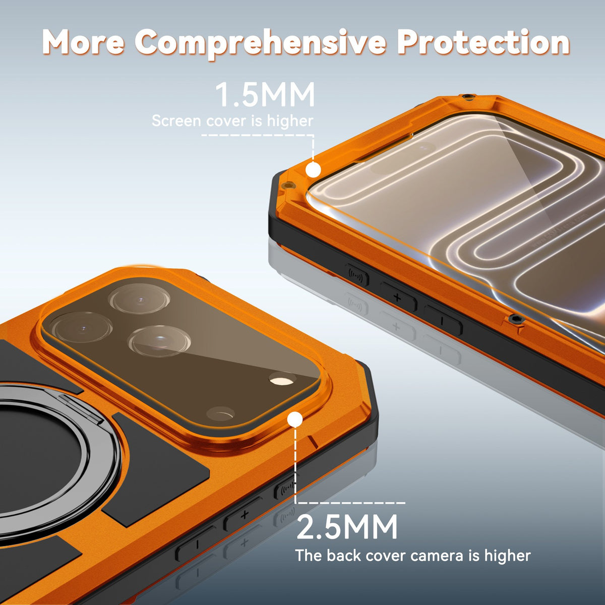 For 17 Pro Max Armor Design Magnetic Anti-Fall Metal Mobile Phone Case Bracket