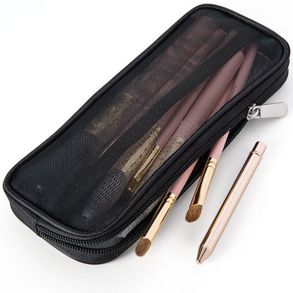 Makeup Brush Travel Case Cosmetic Toiletry Bag Organizer Mesh Kit Pouch