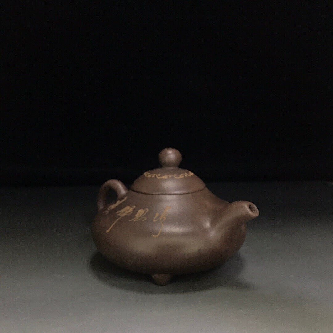 Chinese Yixing Zisha Clay Handmade Exquisite Teapot （三足水平壶 底款：柏原（清））