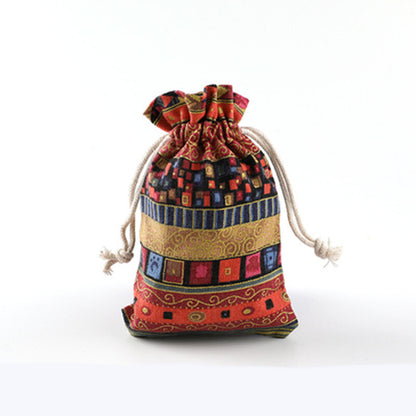 10pcs Retro Drawstring Linen Jewelry Storage Bags Pouch Purse Jewels Organizer