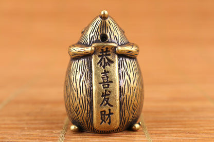 Fortune Chinese brass handmade hedgehog Statue figure Tea Pet hand piece Art