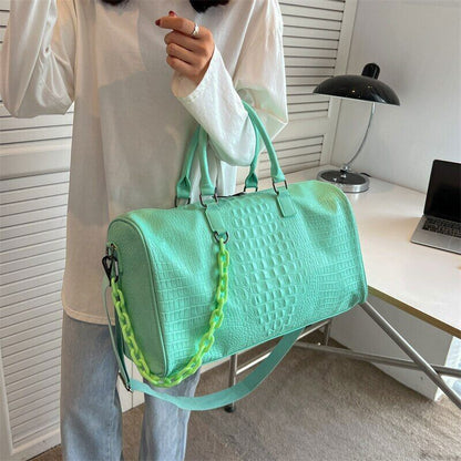 Pu Leather Tote with Thick Chain Shoulder Bag Women Travel Bags Handbags