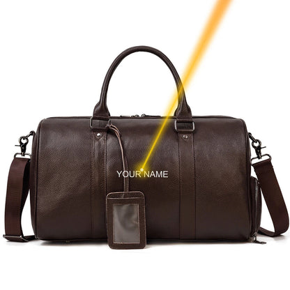 Genuine Leather Travel Bag Men Women Cowhide Casual Travel Weekend Shoulder Bag