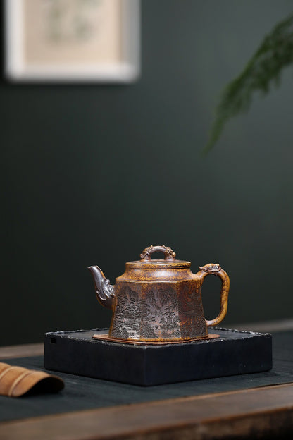 Yixing Purple Clay Teapot 300cc,Chinese Zisha Teapot,Full-handmade Gongfu Teapot