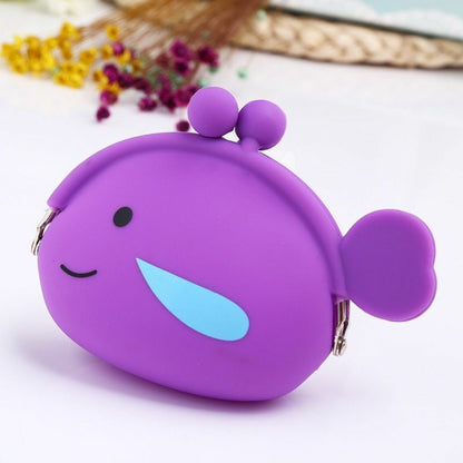 Coin Purse Cartoon Fish Animal Pouch Women Girls Small Wallet Soft Silicone Bag