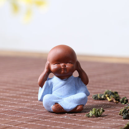 yixing zisha tea pet mini tea play handmade craft creative monk blue one piece