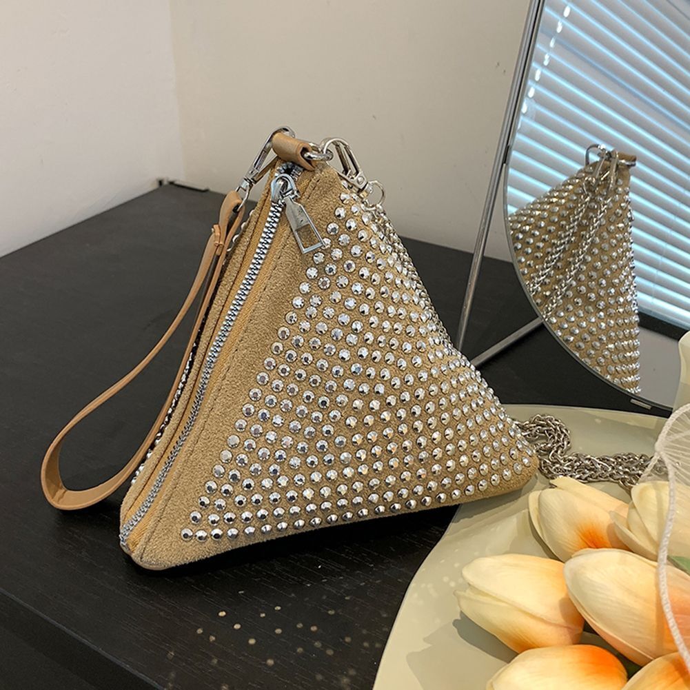 Shoulder Bag Pillow Crossbody Bags Shiny Triangular Big Zipper 19*17*16cm White