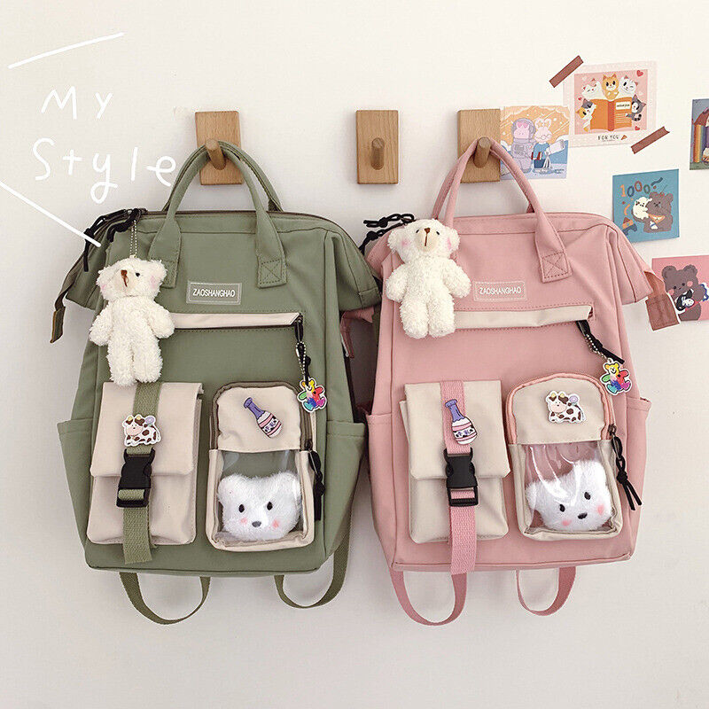 Large Teens Nylon Backpacks College School Bag Teenage Girl Cute Travel Rucksack