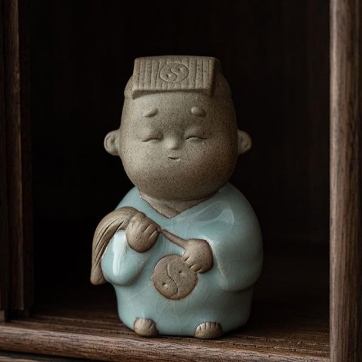 Ceramic Handmade Monk Tea Pet Ornament 10.2cm 4in Tea Play Tea Ceremony