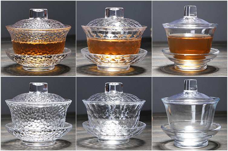 Japanese Style Glass Teaware Gaiwan Tureen Cup Bowl Kungfu Tea Set with Saucer