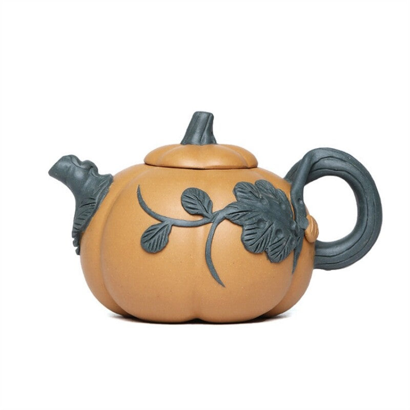 Handmade Tea Pot Pumpkin Design Yixing Zisha Duan Clay Pot Marked Chinese Pots