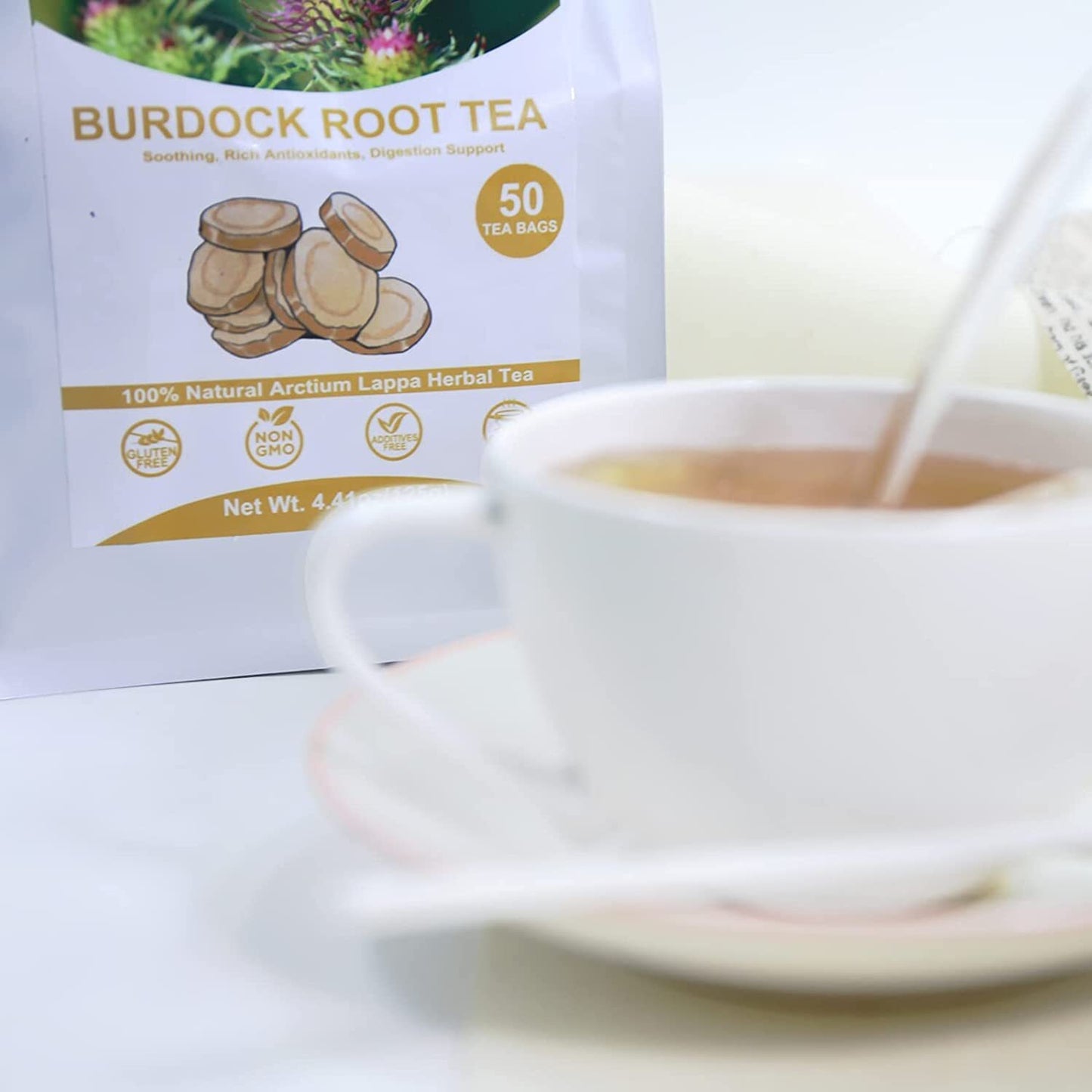 TEARELAE Burdock Root Tea 2.5g x 50 Count Natural Burdock Root Tea Bags