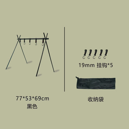 Camping Triangle Shelf Double-Layer Hook Net Bag Outdoor Picnic Hanging Rack