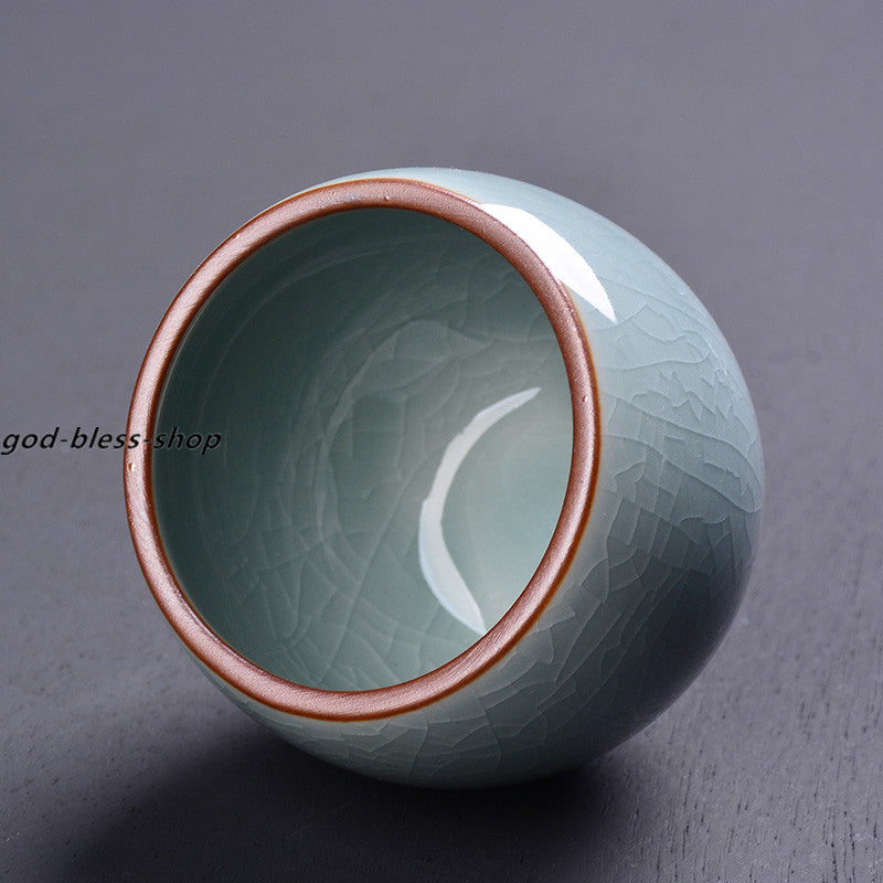 Crackle Glaze Porcelain Tea Cup 80ml Chinese Kungfu Tea Cup Ceramic Geyao Cups