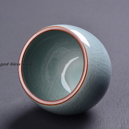 Crackle Glaze Porcelain Tea Cup 80ml Chinese Kungfu Tea Cup Ceramic Geyao Cups