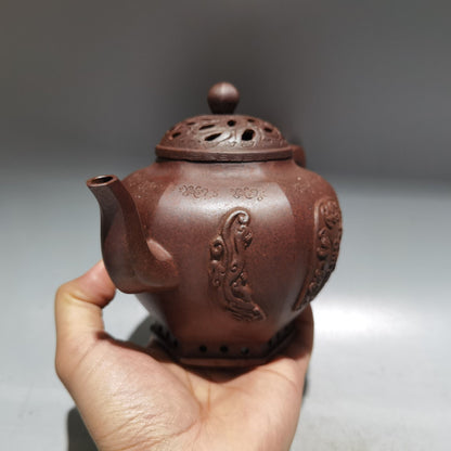 Chinese Yixing Zisha Clay Handmade Exquisite Teapot （五福临门 低款：曼晞陶艺)