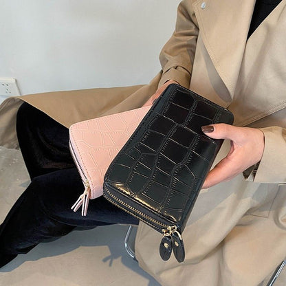 Luxury Wallet Large Stone Pattern Coin Purse Trendy Synthetic Leather Money Bags