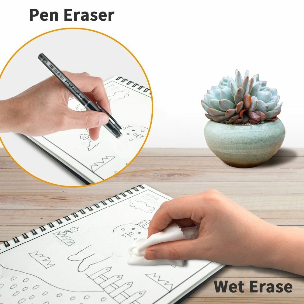 Notebook A6 Size Smart Reusable Erasable Erase Notepad Note Pad Lined Pen Paper