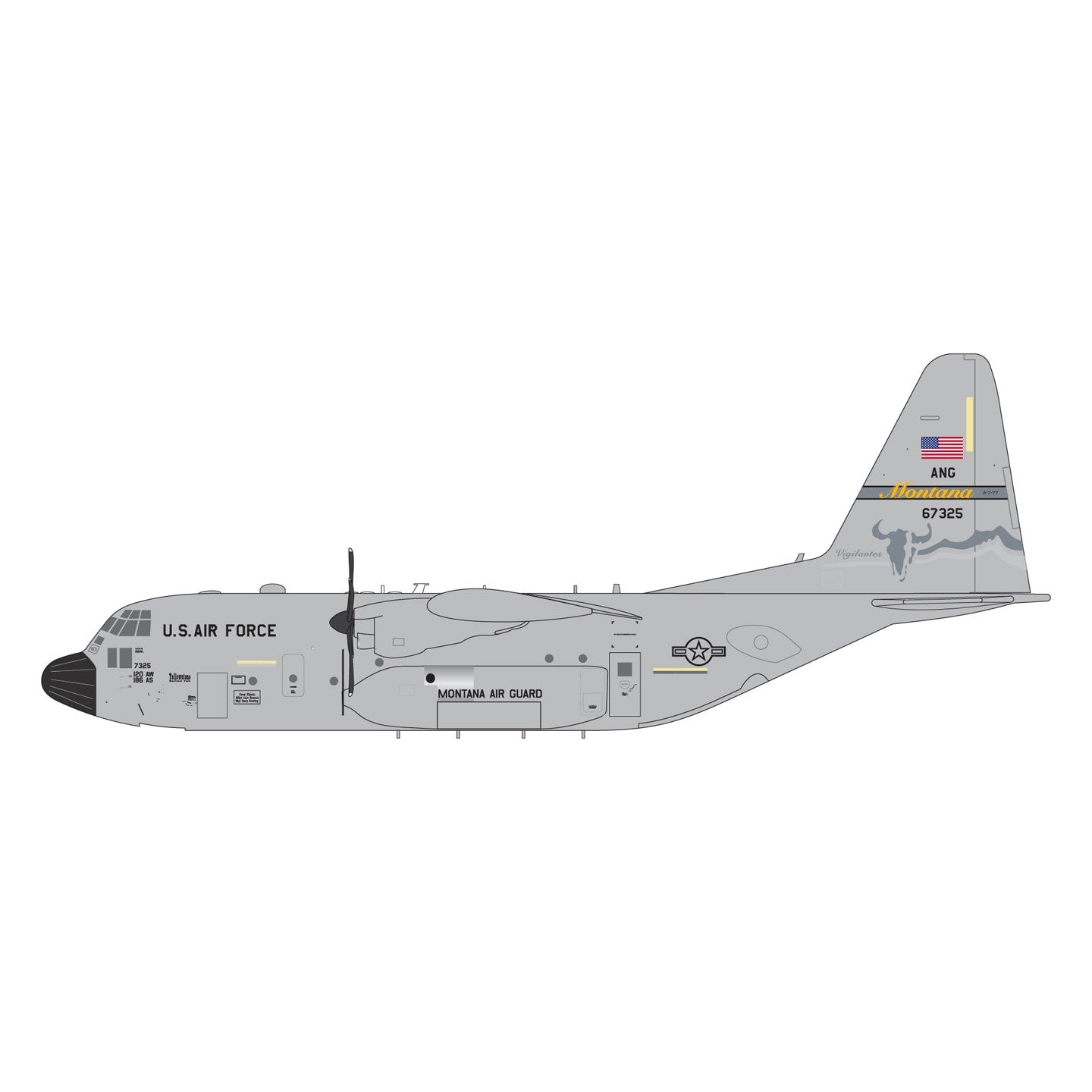 1:200 Geminijets USAF Lockheed C-130H Passenger Airplane Diecast Model