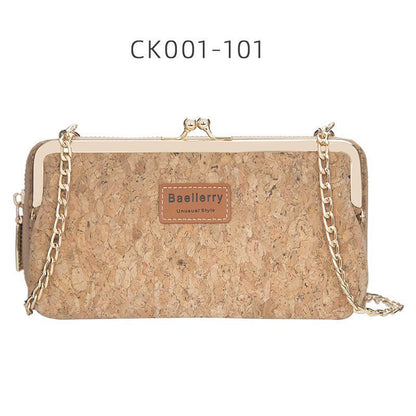 Wallets Wood Grain Chain Long Phone Holder Classic Purse Zipper Wallet 11*5*20CM