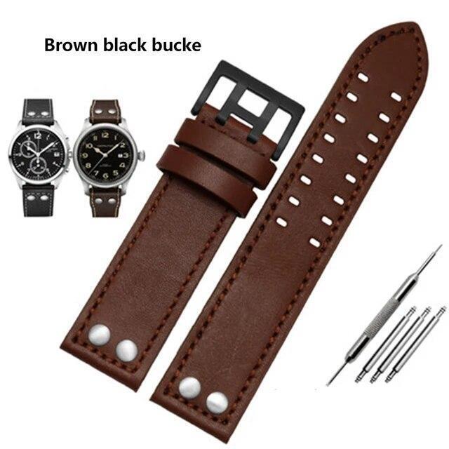 Genuine Leather Watches Straps For Hamilton Khaki Aviation H77755533 H77616533