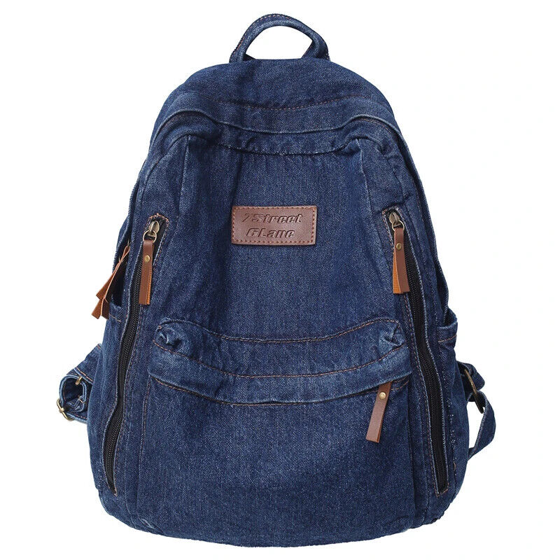 Backpacks For Women Student School Bag Multi Pockets Blue Rucksack