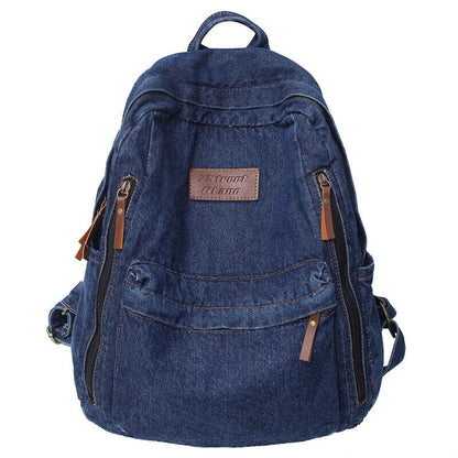 Backpacks For Women Student School Bag Multi Pockets Blue Rucksack