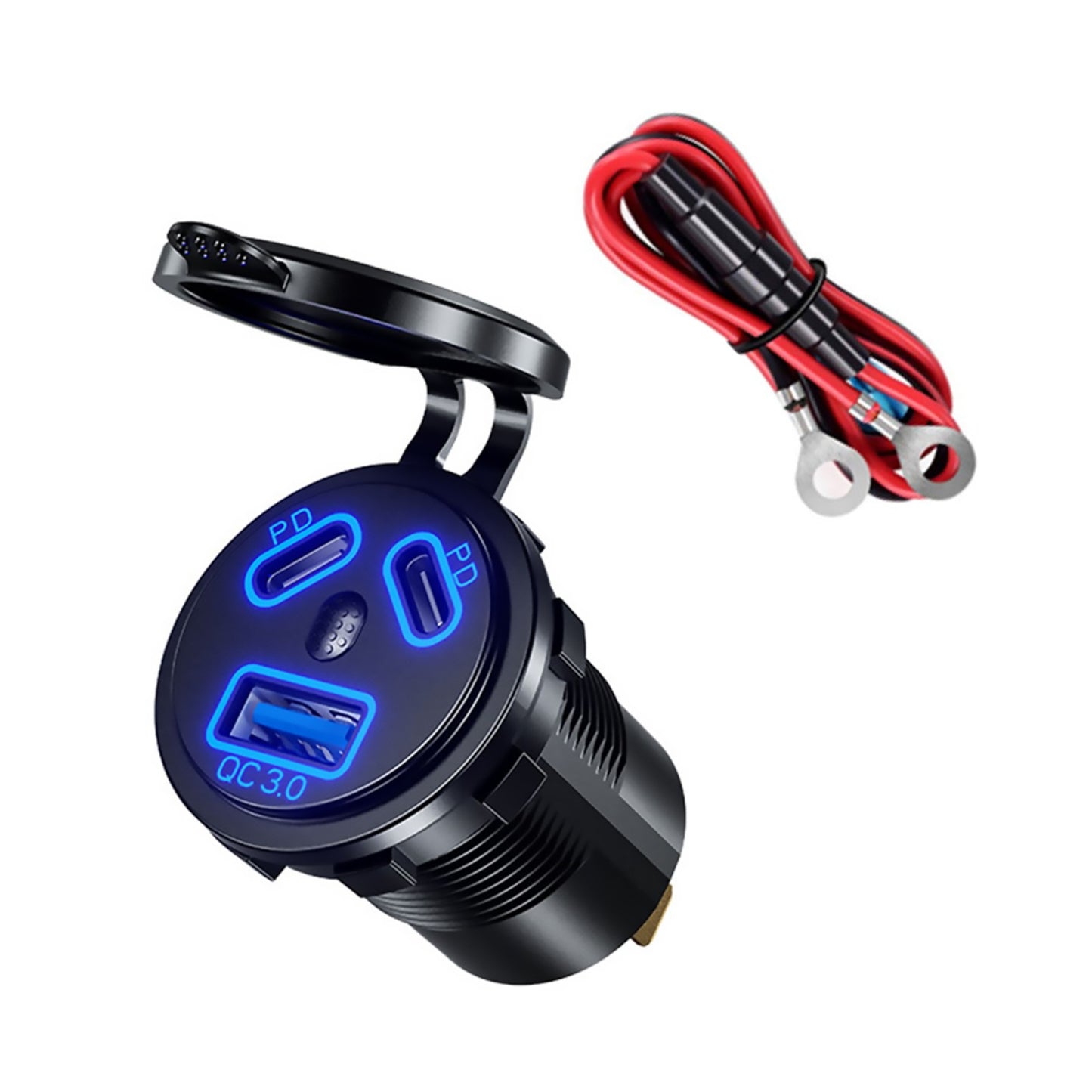 1Pack Dual PD+QC 3.0 USB Port Car Cigarette Lighter Socket Plug LED Indicator