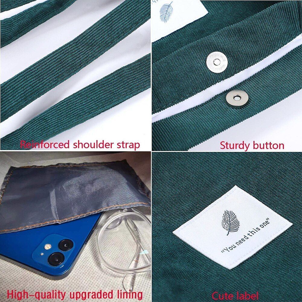 Women Corduroy Shoulder Bag Reusable Shopping Bag Casual Tote Handbag 28*11*32CM