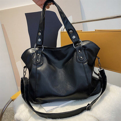Big Black Shoulder Bags Shopper Purse Synthetic Leather Crossbody Handbag Totes