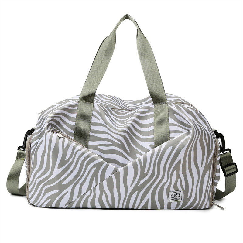 Zebra-stripe Travel Bag Folding Travel Luggage Duffle Shoulder Bags Women Sports