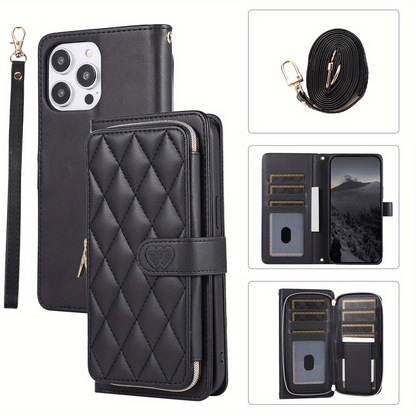 Crossbody Wallet Case for iPhone 16 15 14 13 12 11 Pro Max XR XS 7 8 Plus SE