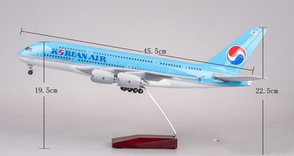 46CM 1:160 KOREAN AIR AIRBUS A380 Passenger Airplane Landing Gear Resin Model