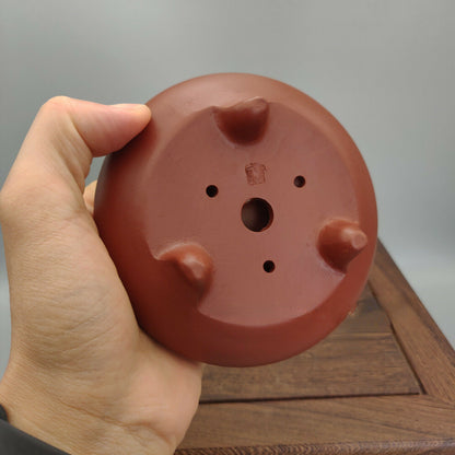 Small 9.5x4.5cm Round Chinese Yixing Zisha Mame Bonsai Pot Penjing