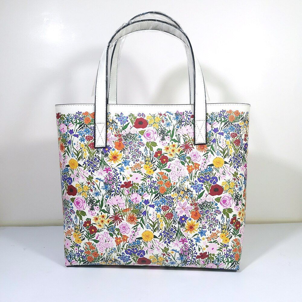 Floral Traveling Shoulder Bag Textured Leather Shopper Large Bag Women Handbags