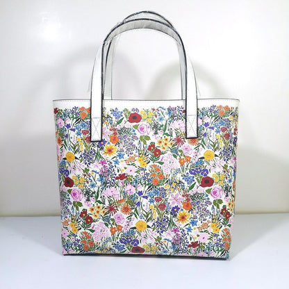 Floral Traveling Shoulder Bag Textured Leather Shopper Large Bag Women Handbags