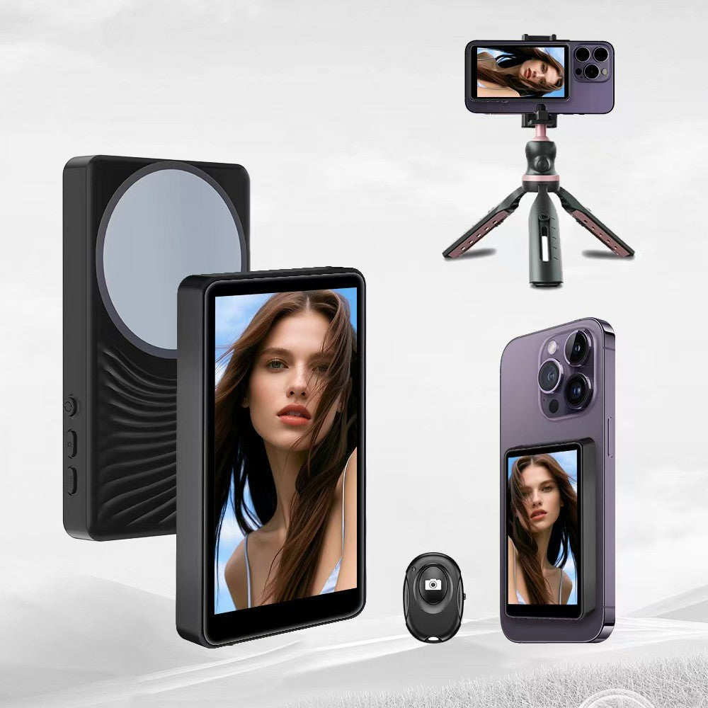 Phone Vlog Selfie Monitor Screen, Bluetooth Remote Back Camera Monitor, No Laten