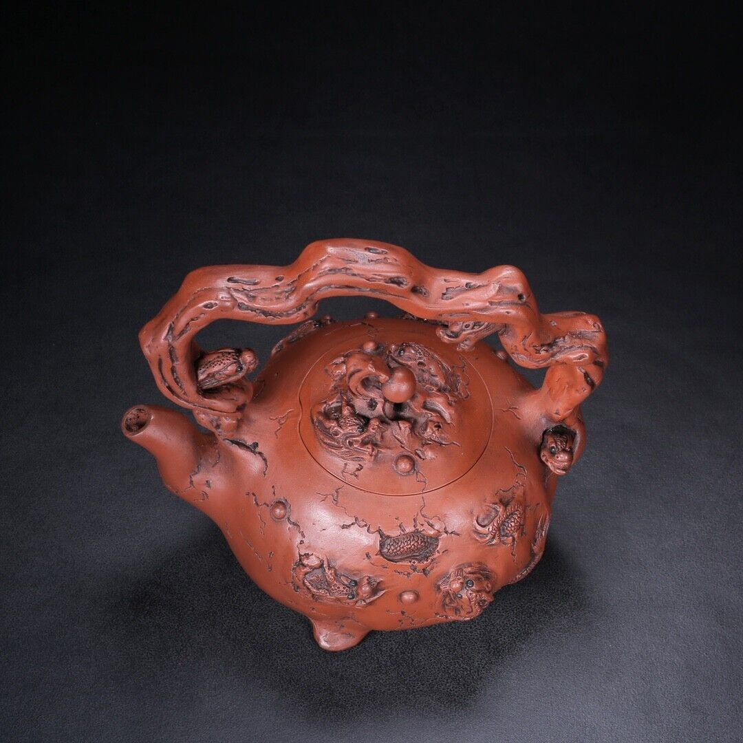 Chinese Yixing Zisha Clay Handmade Exquisite Teapot （九龙提梁 底款：裴石民）