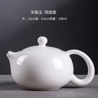 Ceramic Whiteware Jade Porcelain Tea Pot Beauties Pot Entirely Handmade Ceramic